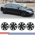 thumbnail image 1 of 16" Set Of 4 Hubcaps Wheel Rims Cover for 2006-2011 Honda Civic Compatible With Steel Wheels Bolt On Installation(16-Inch,BLACK LACQUER), 1 of 7