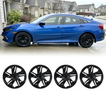16" Set of 4 Hubcaps Wheel Rims Cover for 2016-2025 Honda Civic Sedan Compatible with Steel Wheels Snap on Installation(16-inch,Black Lacquer)