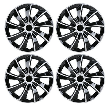 16" Set Of 4 Silver&Black Wheel Covers Snap On Hub Caps Fit R16 Tire + Steel Rim
