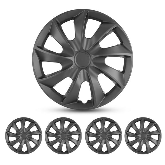 16" Set of 4 Universal Wheel Covers & Hub Caps,PP Material,Snap on Car Truck SUV,Matte Black