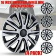 thumbnail image 1 of 16" Set Of 4 Universal Wheel Rim Cover Hubcaps Snap On Hubcaps Full Hub Caps fit R15 Tire & Steel Rim - SILVER LACQUER & BLACK LACQUER, 1 of 8