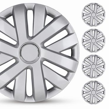 Set Of 4 Silver 16-Inch Snap-On Wheel Covers - Full Hub Caps For Steel Rims