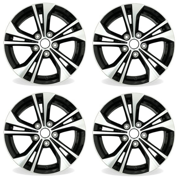 16" Set of 4 16x6.5 Machined Black Alloy Wheels For Nissan Sentra 2020-2023 OEM Design Replacement Rim