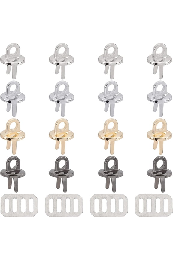 16 Sets Bag Strap Connector Buckles 4 Colors Purse Suspension Clasp Round Metal Side Clip Buckle Handbag Chain Ring Clasp Hardware Fastener for DIY DIY Leather Crafts Making Hole: 0.22 Inch