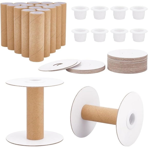 16 Sets Empty Paper Thread Spools Wire Weaving Bobbins Paper Sewing Spools Removable Empty Wire Spools