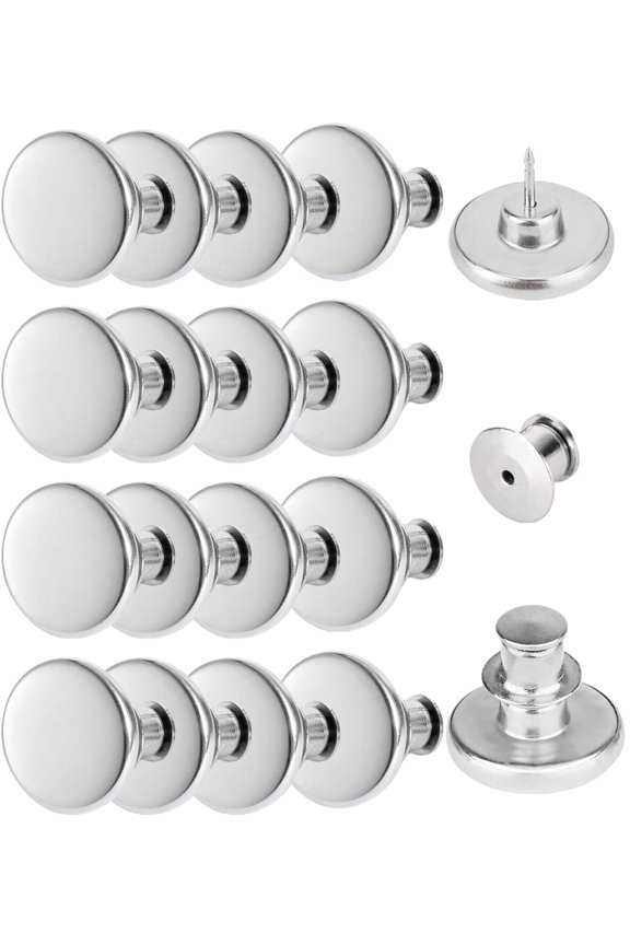 16 Sets Jean Buttons for Loose Jeans, No Sew No Tool Instant Replacement Button Pins Adjustable Pant Waist Tightener to Make Smaller, Reusable Extra Pants Clips to Tighten Waist, Silver