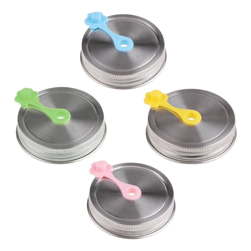 16 Sets Mason Jar Straw Lids Stainless Steel Lids Canning Jar Lids with
