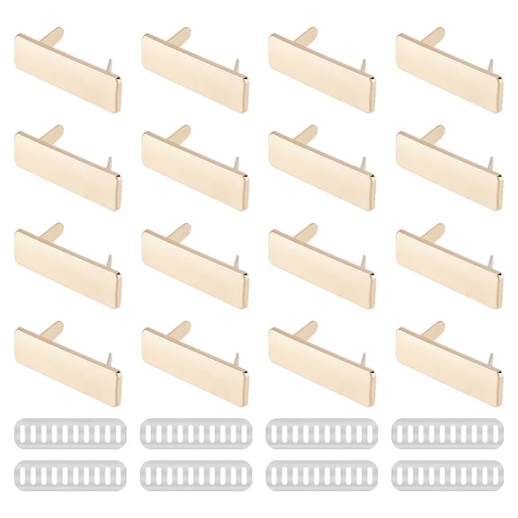 16 Sets Metal Blank Stamping Tags 1.2x4cm Gold Rectangle Blank Name Labels with Shim DIY Handmade Logo Labels