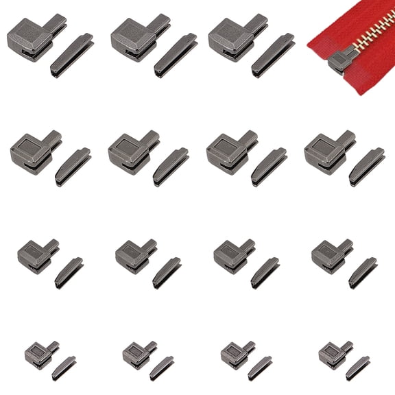 16 Sets Metal Zipper Repair 4 Sizes Zipper Insertion Pin #3#5#8#10 Zipper Latch Slider Retainer Zipper Bottom Stop Zipper Fixing Kit