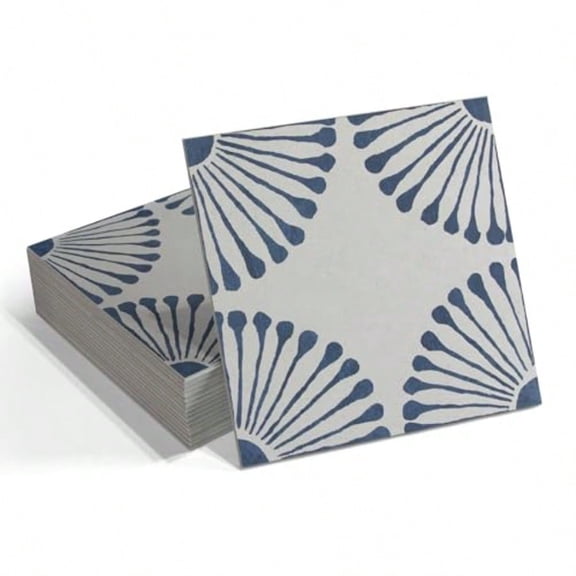 16-Sheet Peel and Stick Floor and Wall Tile 9 x 9 Blue Stone Composite Self Adhesive Vinyl Flooring Patterned Flower Groutable Backsplash Tile for Kitchen Bathroom Shower