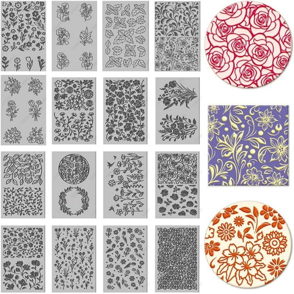 16 Sheets 16 Styles Plants Polymer Clay Texture Mat Modeling Pattern Pad Leaves Flowers Texture Sheets