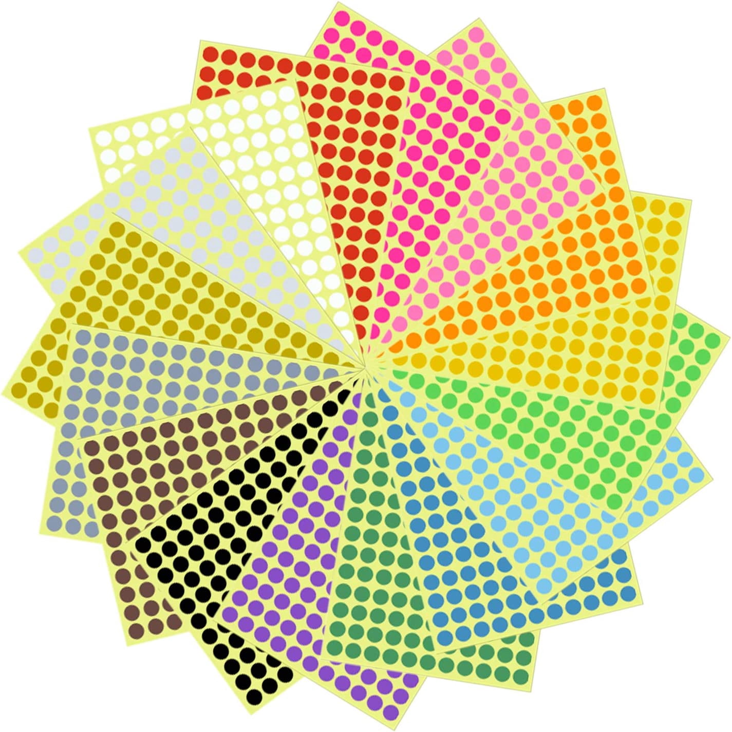 16 Sheets 3/8 Inch Round Dot Stickers Color Coding Labels - Walmart.com