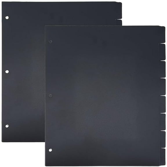 16 Sheets 3 Ring A4 Black Binder Dividers 8 Tab Binder Dividers PP Binder Dividers Plastic Discbound Notebook Index Divider for Planner Notebook Loose Leaf Binders Black