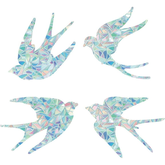 16 Sheets 4 Styles Swallow Window Clings Anti-Collision Glass Decal Static Non Adhesive Vinyl Film Home Decorations