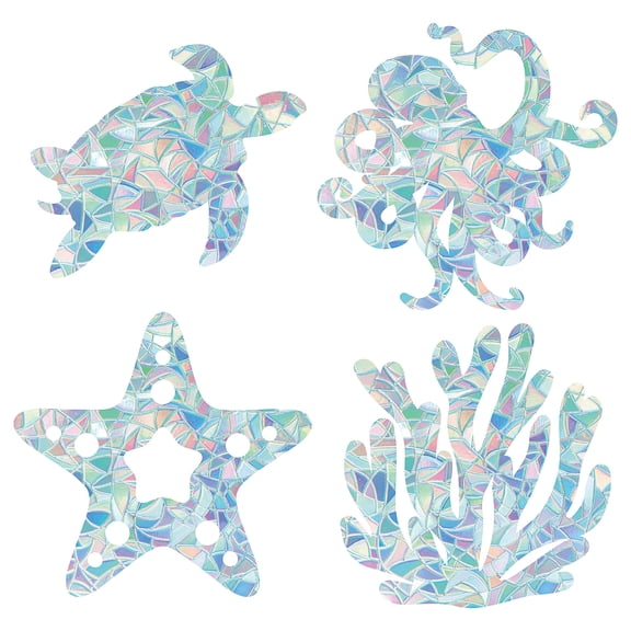 16 Sheets 4 Styles Waterproof PVC Colored Laser Stained Window Film Adhesive Static Stickers Electrostatic Window Stickers Colorful for DIY
