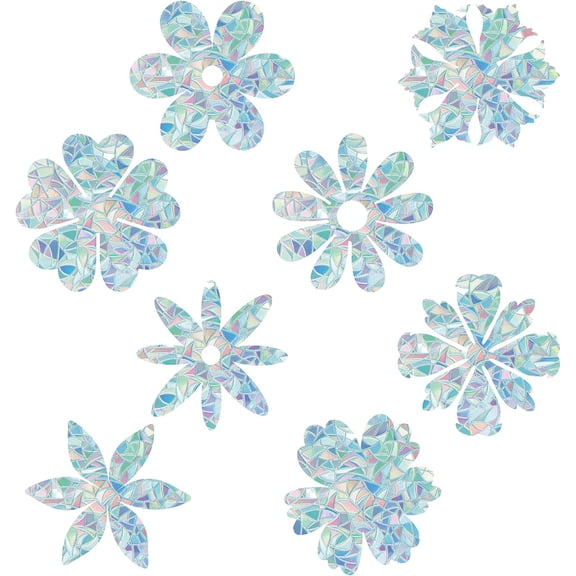 16 Sheets 8 Styles Waterproof PVC Colored Laser Stained Window Film Static Stickers Electrostatic Window Stickers Flower 330x830mm DIY