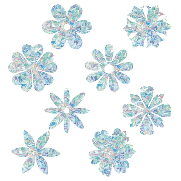 16 Sheets 8 Styles Waterproof PVC Colored Laser Stained Window Film Static Stickers Electrostatic Window Stickers Flower 330x830mm