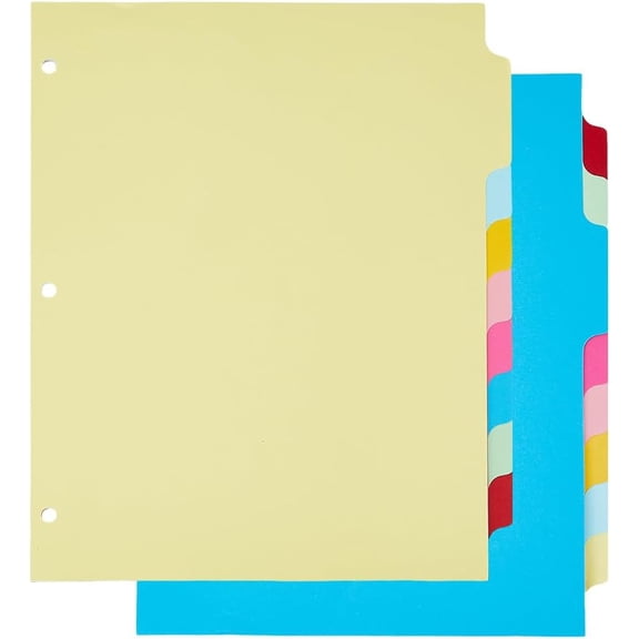 16 Sheets A4 3 Ring Binder Dividers 8 Tab Dividers 3 Ring Multicolored Tab Paper for A4 Binder 3 Holes Ring Index Pages for Planner Notebook Journal Travel Diary 28x23cm for DIY