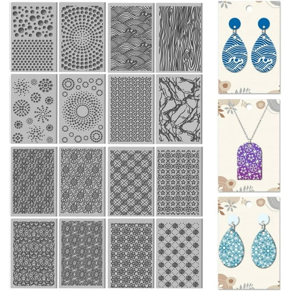 16 Sheets Abstract Floral Clay Texture Mat Seamless Flower Pattern Polymer Clay Texture Sheets DIY Tools