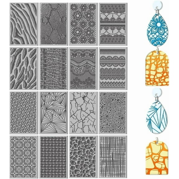 16 Sheets Animal Skin Clay Texture Mat Marble Pattern Polymer Clay Texture Sheets DIY Tools