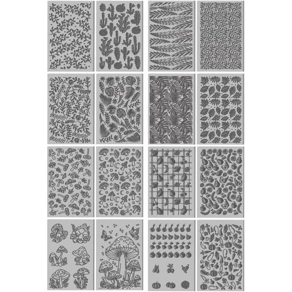 16 Sheets Banana and Clay Texture Mat Mushroom Pattern Polymer Clay Texture Sheets DIY Tools for Pottery Earring Jewelry Making Stamp Engraving Machines 4x2.6inch
