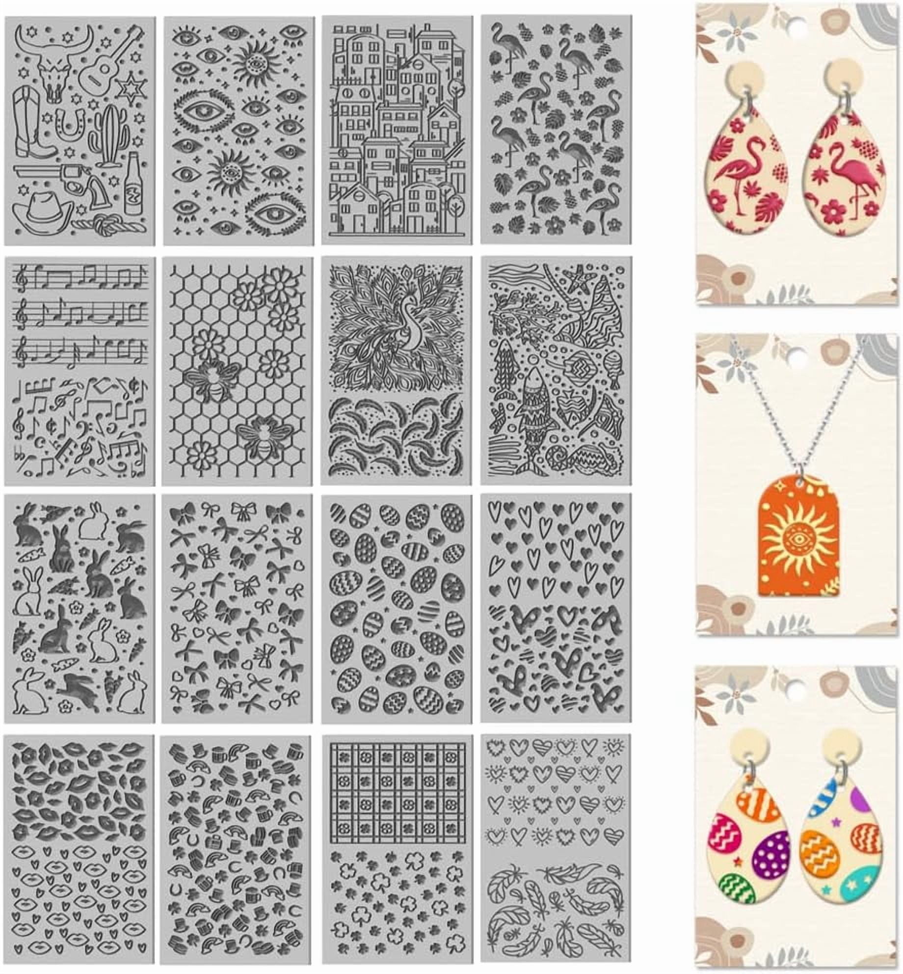 16 Sheets Bee and Butterfly Clay Texture Mat Cowboy Pattern Polymer Clay Texture Sheets DIY Tools DIY