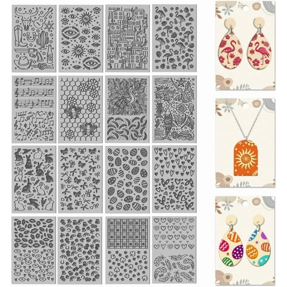16 Sheets Bee and Butterfly Clay Texture Mat Cowboy Pattern Polymer Clay Texture Sheets DIY Tools