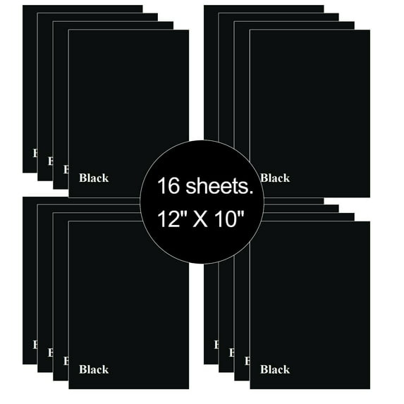 16 Sheets Black 12" x 10" HTV Iron On Heat Transfer Vinyl Paper for T-Shirts Cricut Silhouette