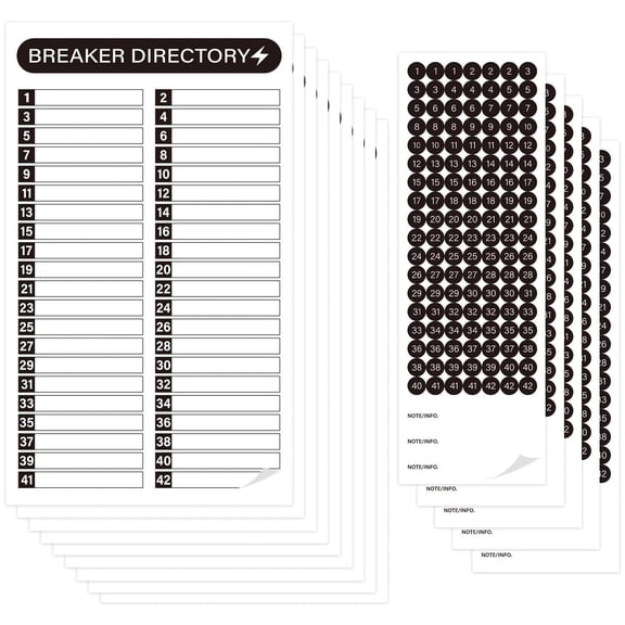 16 Sheets Breaker Panel Labels Electrical Box Sticker Numbers Breaker Panel Labe