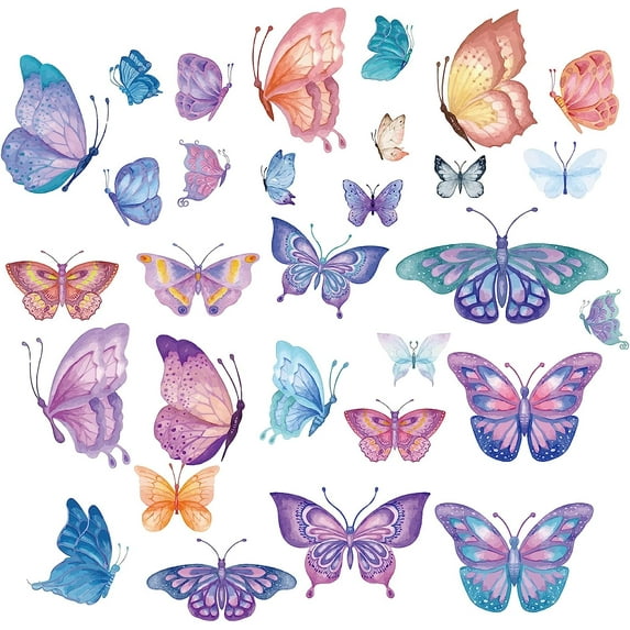 16 Sheets Butterfly Wall Decals Window Stickers Clings Spring Removable Colorful Vinyl Wall Art Decors Peel and Stick
