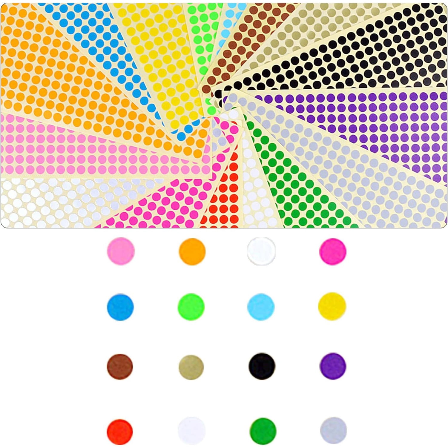 Sticker Dot Pattern 16 Sheets Dia 1/4inch Self Adhesive Round Dot Stickers Coding Label ...