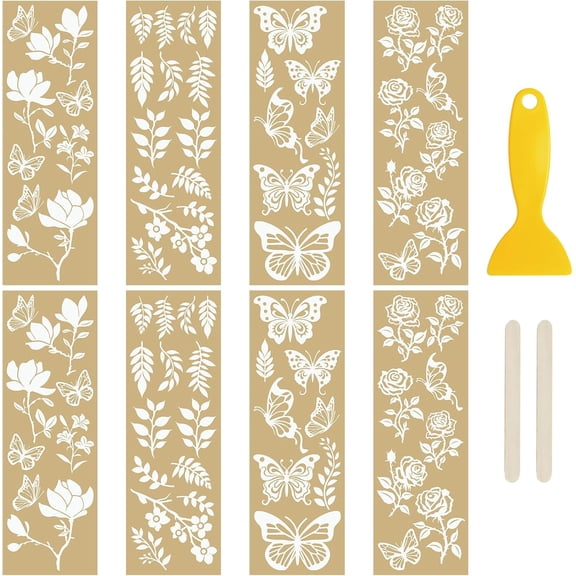 16 Sheets Flower Gilding Rub On Transfer Stickers,Waterproof Decals DIY Pasters for Decoration,10 * 30cm