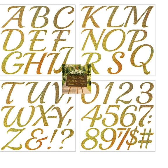 16 Sheets Glitter Alphabet Letter Stickers,Self Adhesive Waterproof 3'' Gold Letters,Stick on Letters for Poster Board, Mailbox, Crafts, Classroom, Home Decor