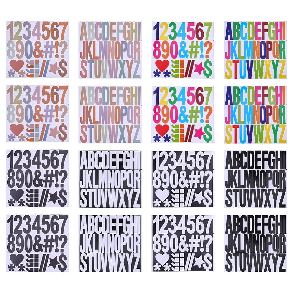16 Sheets Letter Stickers 8 Styles PVC Self-Adhesive Stickers Durable ...