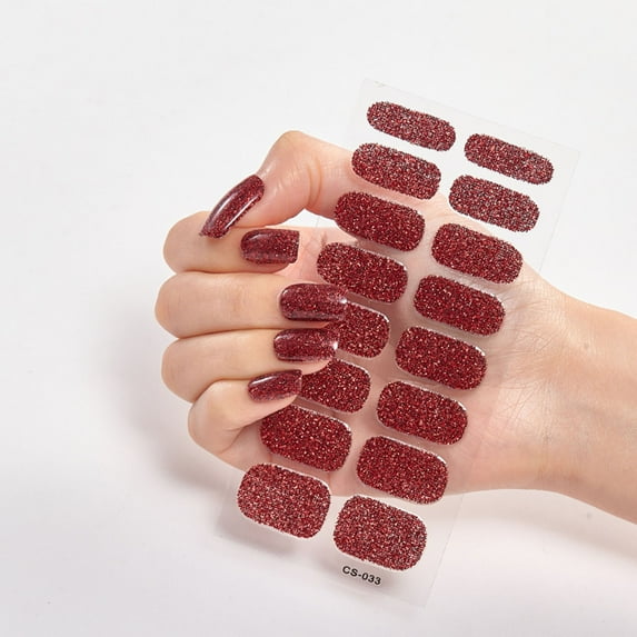 16 Sheets Nail Polish Stickers Full Nail Wraps for Women Stick on Fingernail Nails Self Adhesive Nail Polish Strips Gel Nail Strips