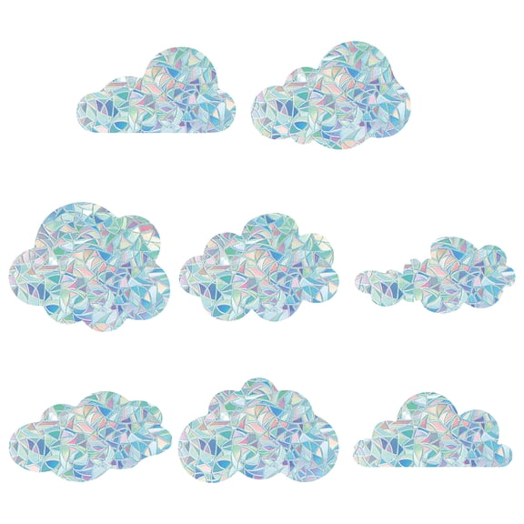 16 Sheets Waterproof PVC Colored Laser Stained Window Film Adhesive Static Stickers Electrostatic Window Stickers Colorful Cloud Pattern 120mm
