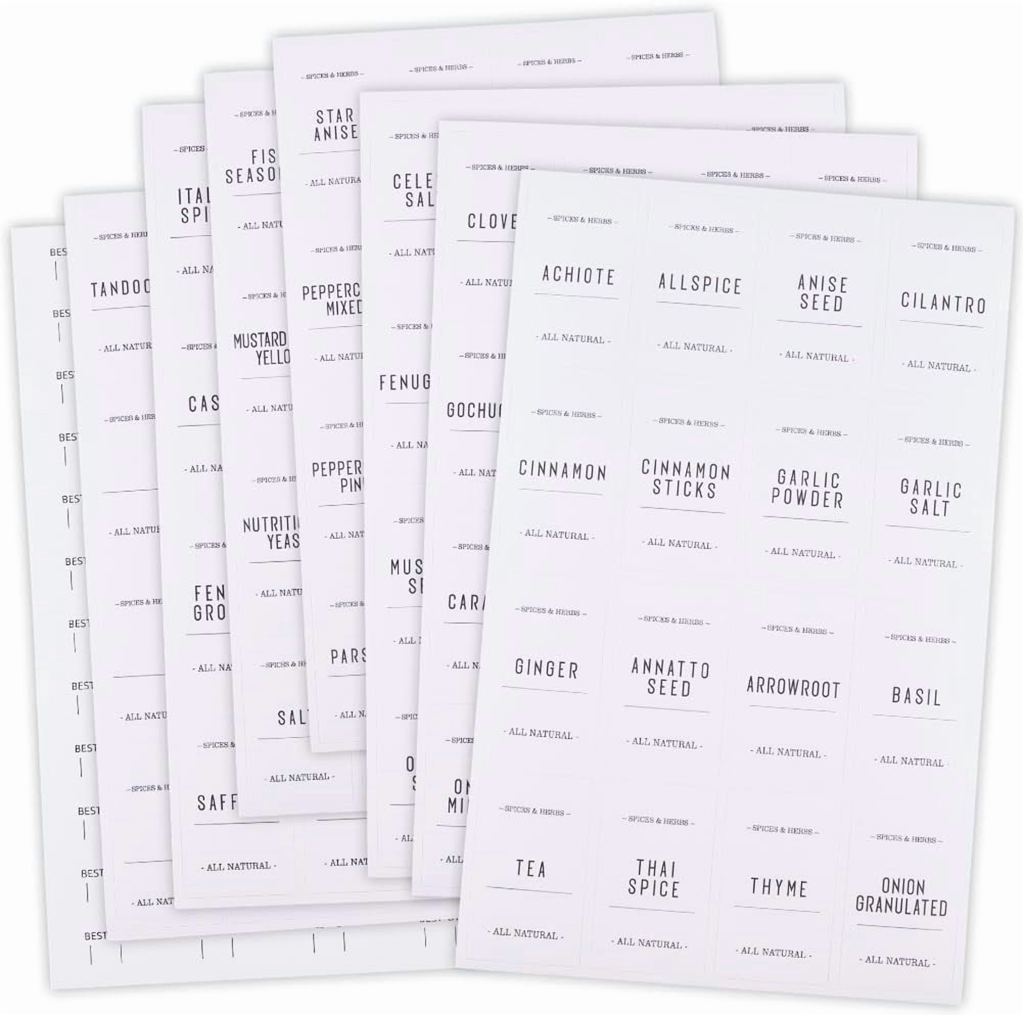 Spices Labels Rectangle 16 Sheets White Spice Labels Stickers Spice Jar Labels PVC Waterproof ...