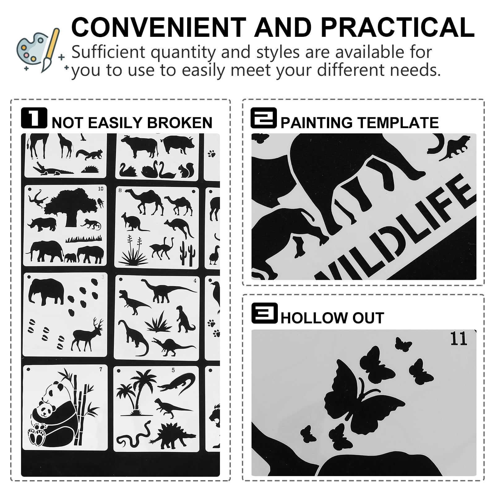 16 Sheets Of DIY Painting Templates Animals Themed Art Drawing Stencils 16-sheets-of-diy-painting-templates-animals-themed-art-drawing-stencils