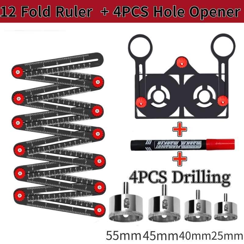 Opening And Closing Ruler 16 Side Multi Angle Measuring Ruler with Opening Locator Angle Finder ...