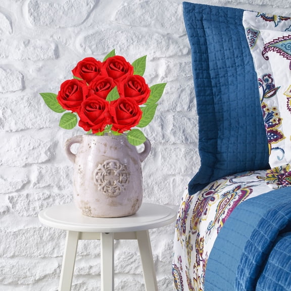 16” Single Long Stem Artificial Red Rose Realistic Faux Floral for Wedding Anniversary Elegant Home Decor,Realistic Artificial Flowers,Artificial flowers仿真花