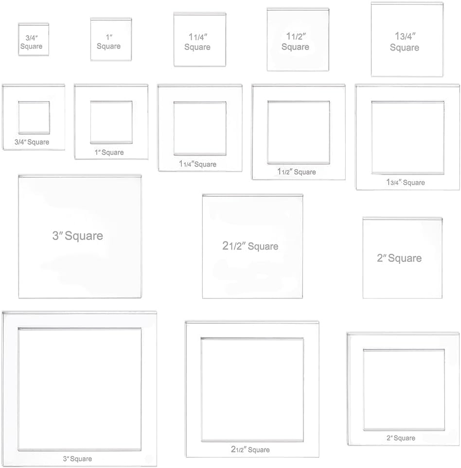 16 Sizes Square Quilting Template Acrylic Intricate Sewing Machine ...