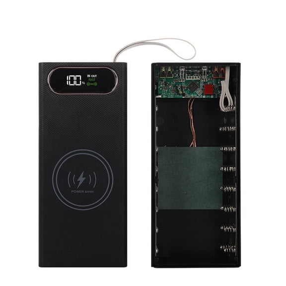 16-Slot 18650 Wireless Free Charge Power Bank Case Shell Box DIY Fast Charge[