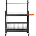 thumbnail image 1 of 16-Slot Rolling Tool Organizer with Hooks - Heavy-Duty Metal Rack for Garage&Shed Storage of Rakes, Brooms, Long-Handled Yard Tools, 1 of 12