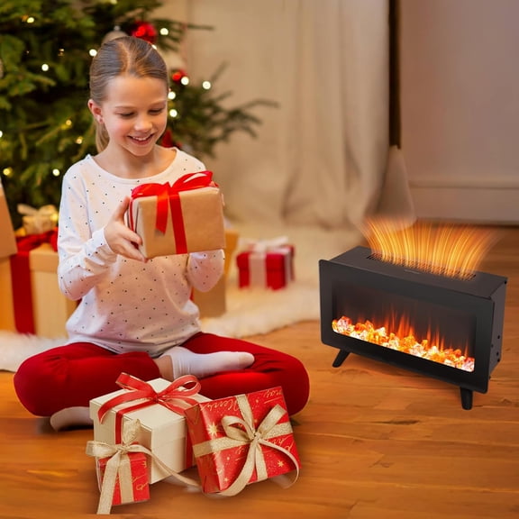 16" Small Electric Fireplace  - Desk Space  with Realistic LED 3D Flames, Freestanding Fire Places Electric Fireplace  for Indoor Use, 750 | 1500w, Overheating Protection