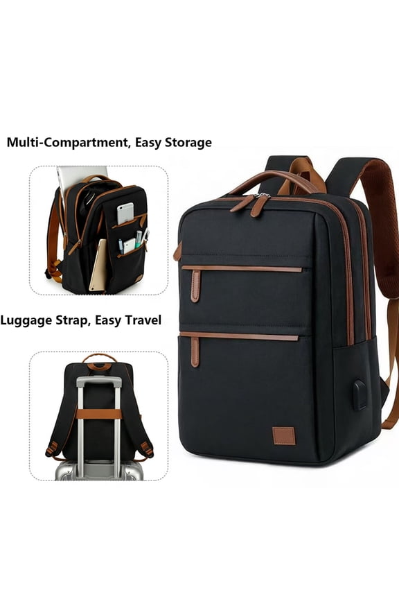 16" Small Travel Backpack W/ USB Charging Port,Travel Backpack with Luggage Strap,Airline Approved Water Resistant Rucksacks,Lightweight Casual Daypack for College School Work Business