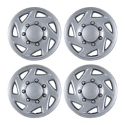 16" Snap-On Hubcaps for 1992-2014 Ford E150 E250 E350 Van   4-Piece Silver PP Wheel Covers, 8-Lug Steel Wheels, OE-Style Replacement, Heavy-Duty Retention Rings