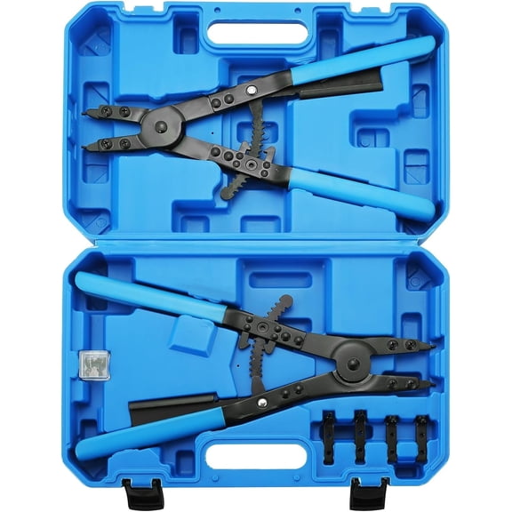 16" Snap Ring Plier Set 2 count Heavy Duty External and Internal Pliers | Straight, 45?, 90? Tips Circlip Pliers with Straight and Angled to Install and Uninstall the Snap Rings