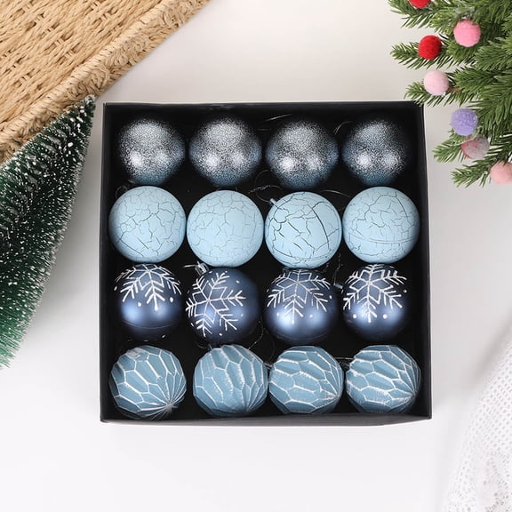 16 Snowflake Christmas Ball Decorations, Balls, 6 Cm, Christmas Tree Decoration Balls, Suitable for Festivals, Family Parties, Wedding Parties.