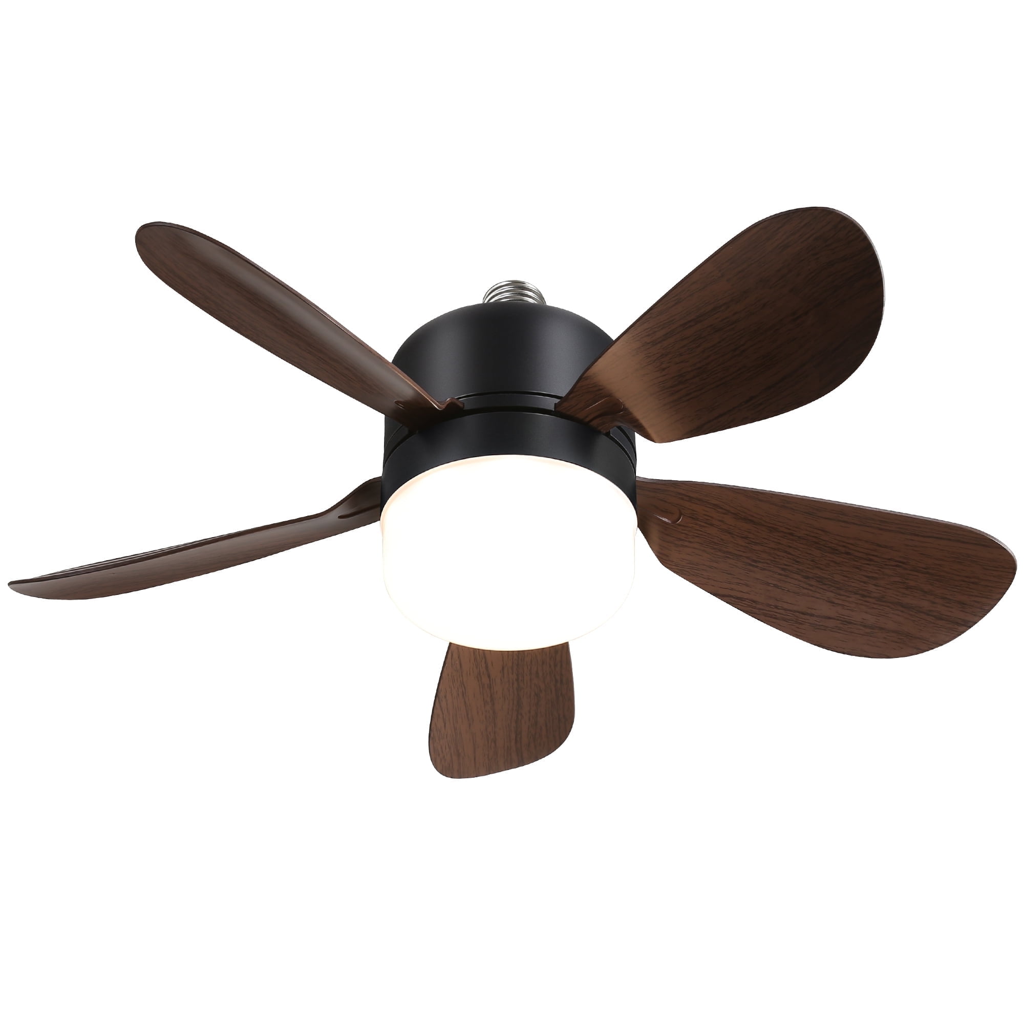 16" Black and Brown ABS Ceiling Fan with LED Light and Remote