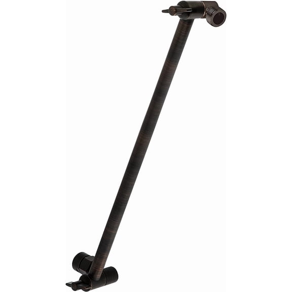 16" Solid Brass Shower Head Extension Arm - Flexible Height & Angle Adjustable Rain Shower Arm with Lock - Universal Pipe Connection, Oil-Rubbed Bronze